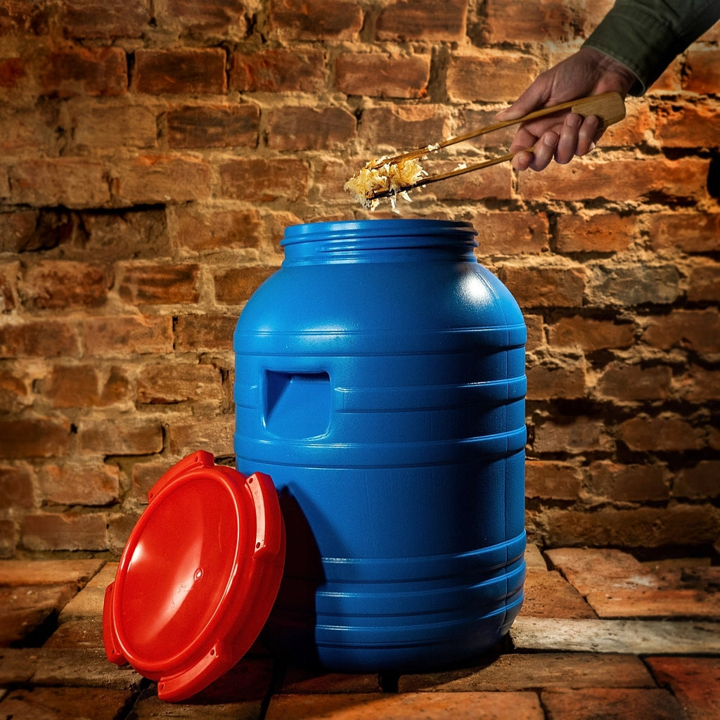 KADAX Barile in plastica da 30 litri per sottaceti di cavoli e cetrioli per acqua piovana Certificato