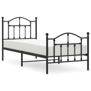 Letto singolo | Letto per adulti | Giroletto con Testiera e Pediera Metallo Nero 80x200 cm