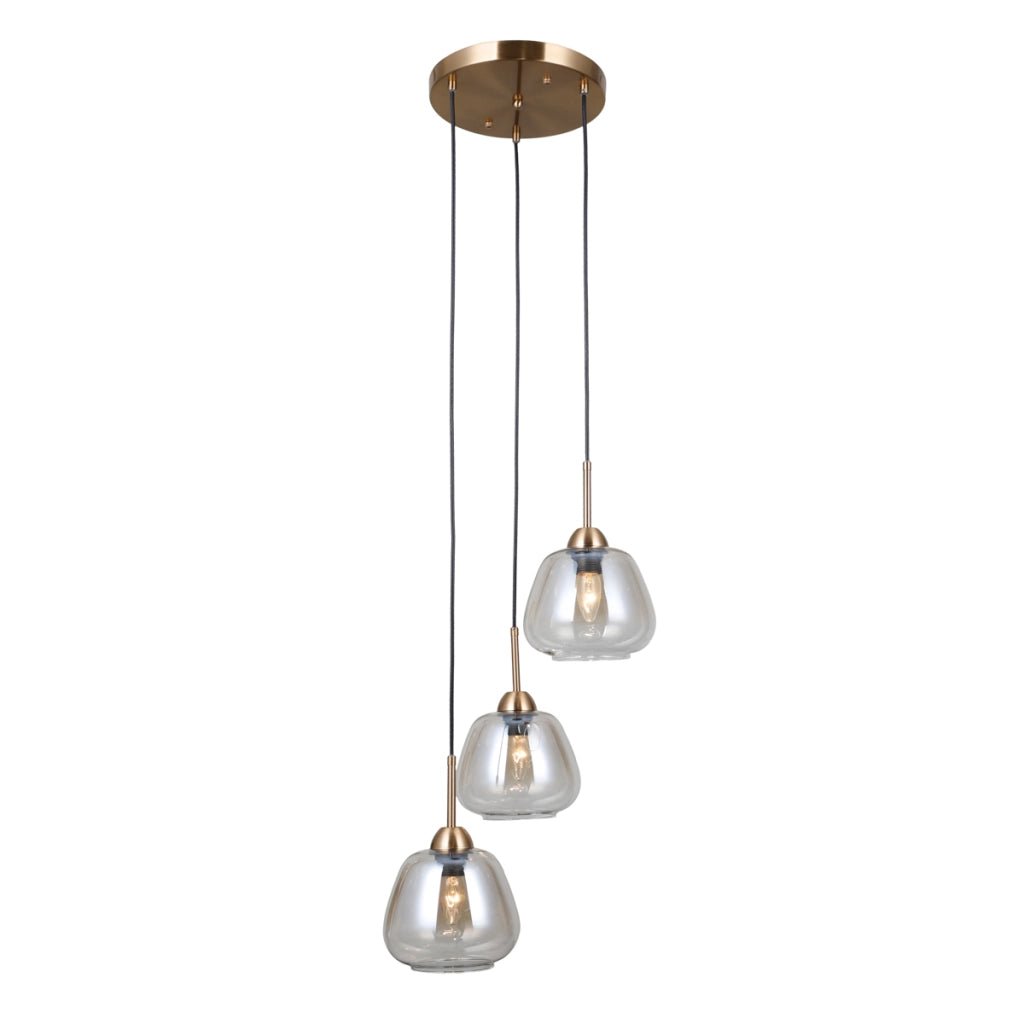 Lampada a sospensione Felis oro vetro ambra 3xE27 Italux