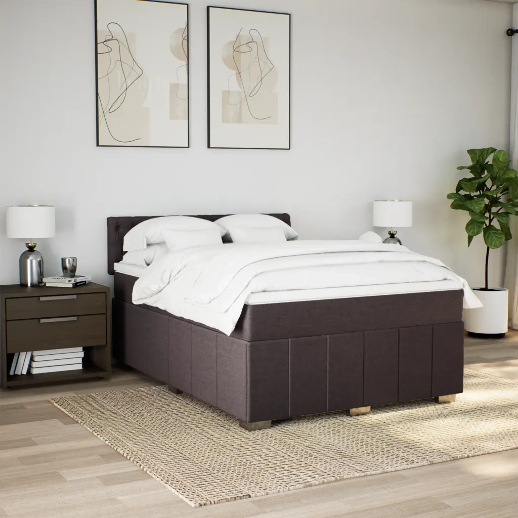 Giroletto a Molle con Materasso Marrone Scuro 160x200cm Tessuto 3289429