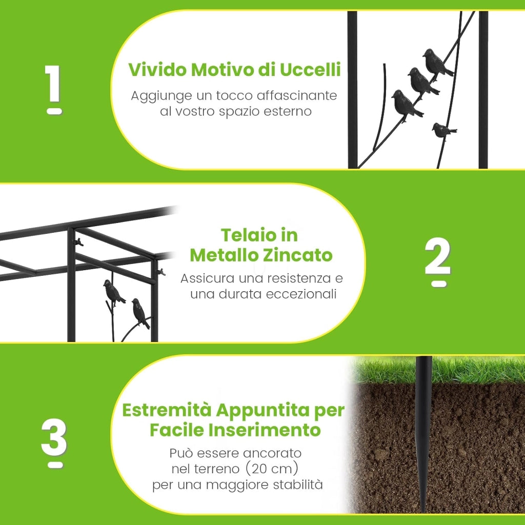 Pergolato a Arco da Giardino, Pergola da Esterno Decorativa in Metallo per Piante Rampicanti, Arco da Esterno per Feste, Matrimonio (Nero, Modello 1)