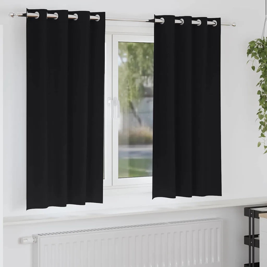 vidaXL Tende con tende 2 pcs Nero Poliestere
