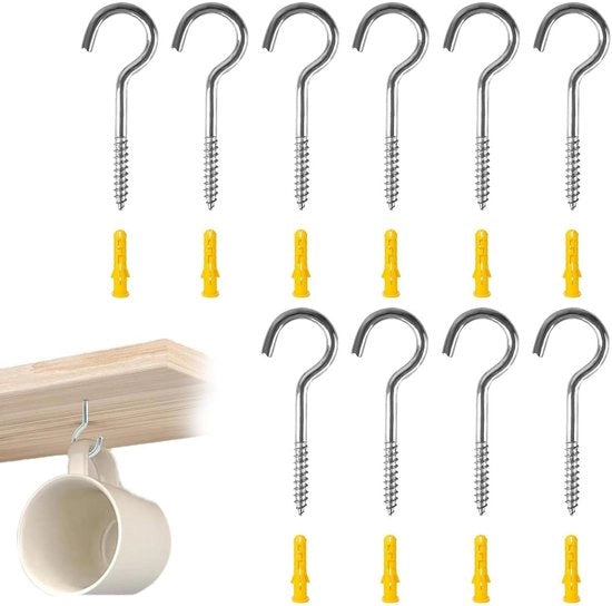 Haken a molla in acciaio inossidabile M6 - Grande formato per tende da sole, ombrelloni, ecc. (80 mm)