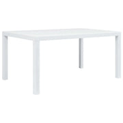 Tavolo da Giardino Bianco 150x90x72 cm in Plastica Stile Rattan cod mxl 34415