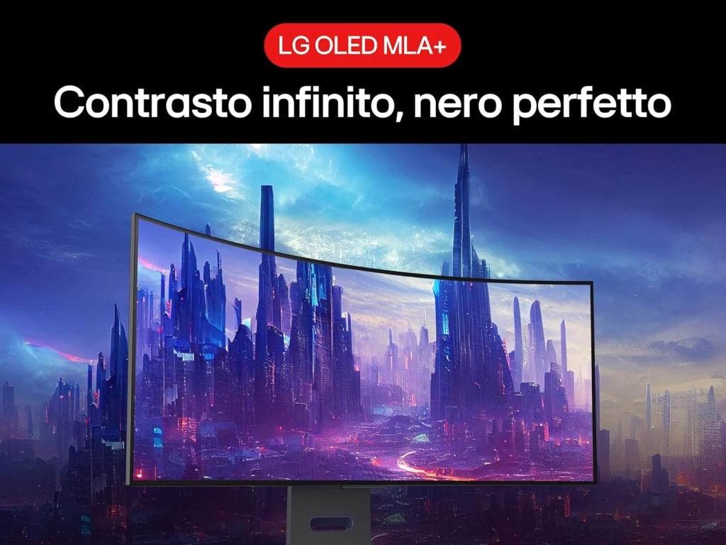 UltraGear OLED 34GS95QE Monitor Gaming 34", 21:9 Curvo (800R), WQHD (3440x1440), OLED, 240Hz, 0,03ms (GtG), G-Sync, FreeSync Premium Pro, HDR 400 True Black, HDMI 2.1, DisplayPort, Nero