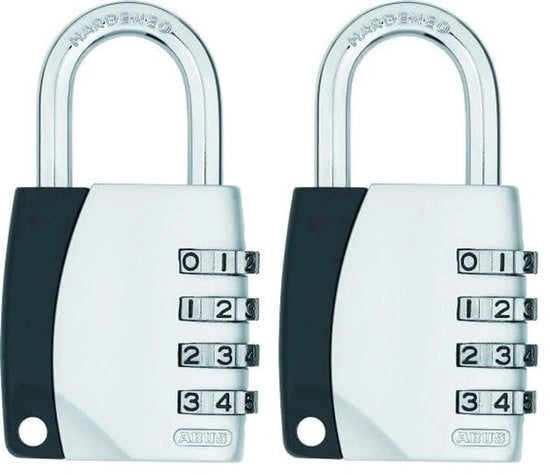 Serratura a cifra 155/40 - Serratura da parete con contenitore in lamiera verniciata - Serratura di cassaforte con codice a cifre personalizzabile - Livello di sicurezza ABUS 4 - Argento (lot da 2)