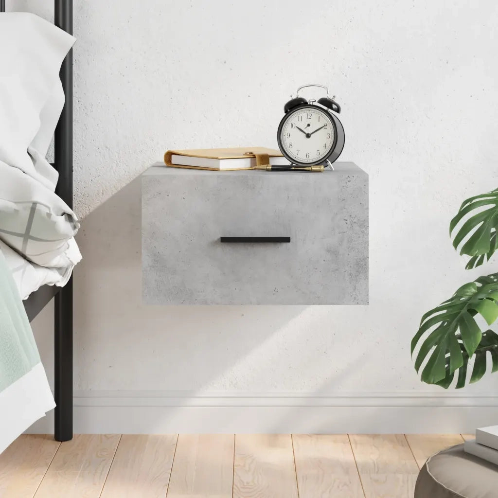 Comodino | Armadio da Notte | Mobiletto da notte a Muro Grigio Cemento 35x35x20 cm