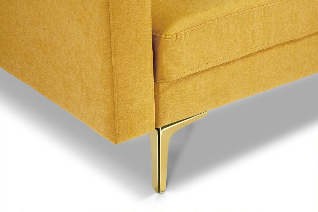 Divano 2 posti in tessuto vellutato giallo piedi in metallo dorato - Chloe - DI2P-CH16FBC-PD