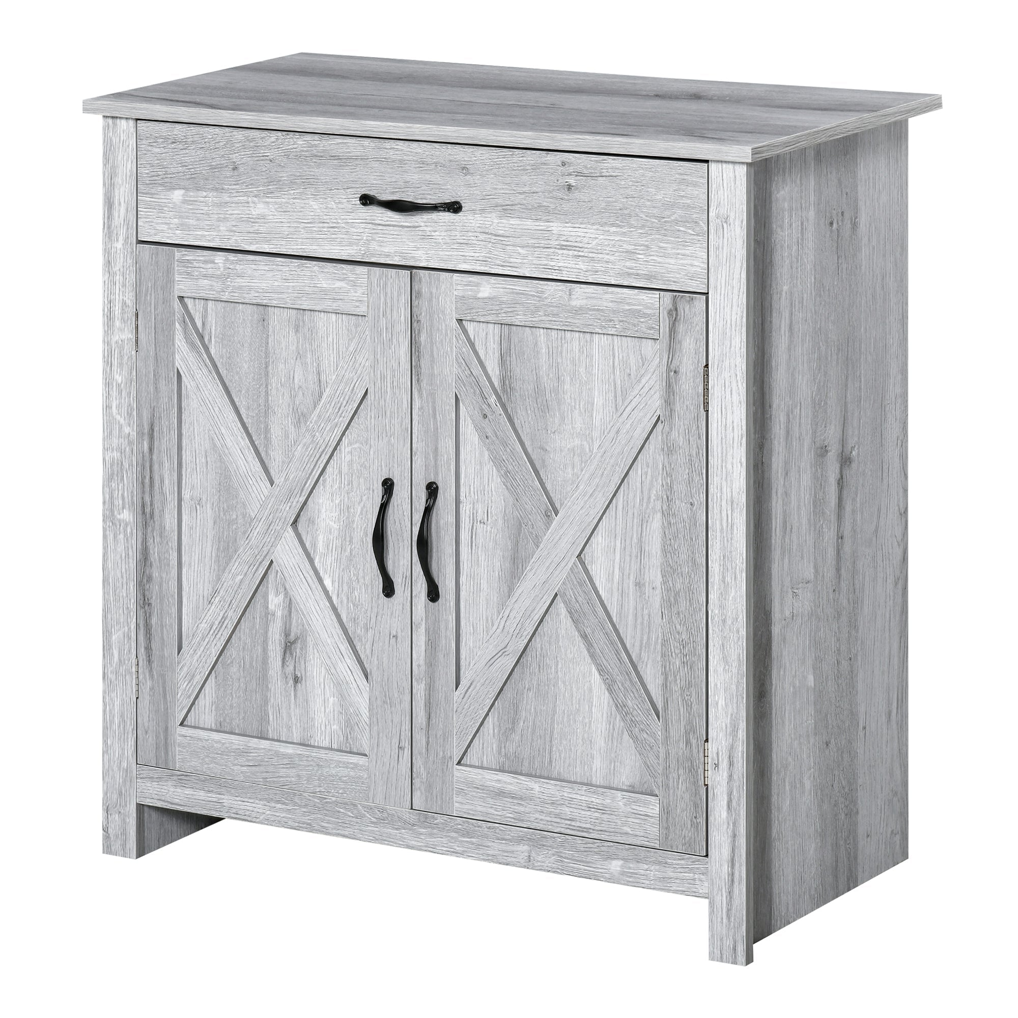 Credenza Cucina Country con Armadietto a 2 Ante e Cassetto 80x39.7x80cm Grigio