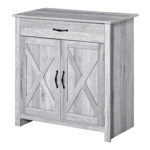 Credenza Cucina Country con Armadietto a 2 Ante e Cassetto 80x39.7x80cm Grigio