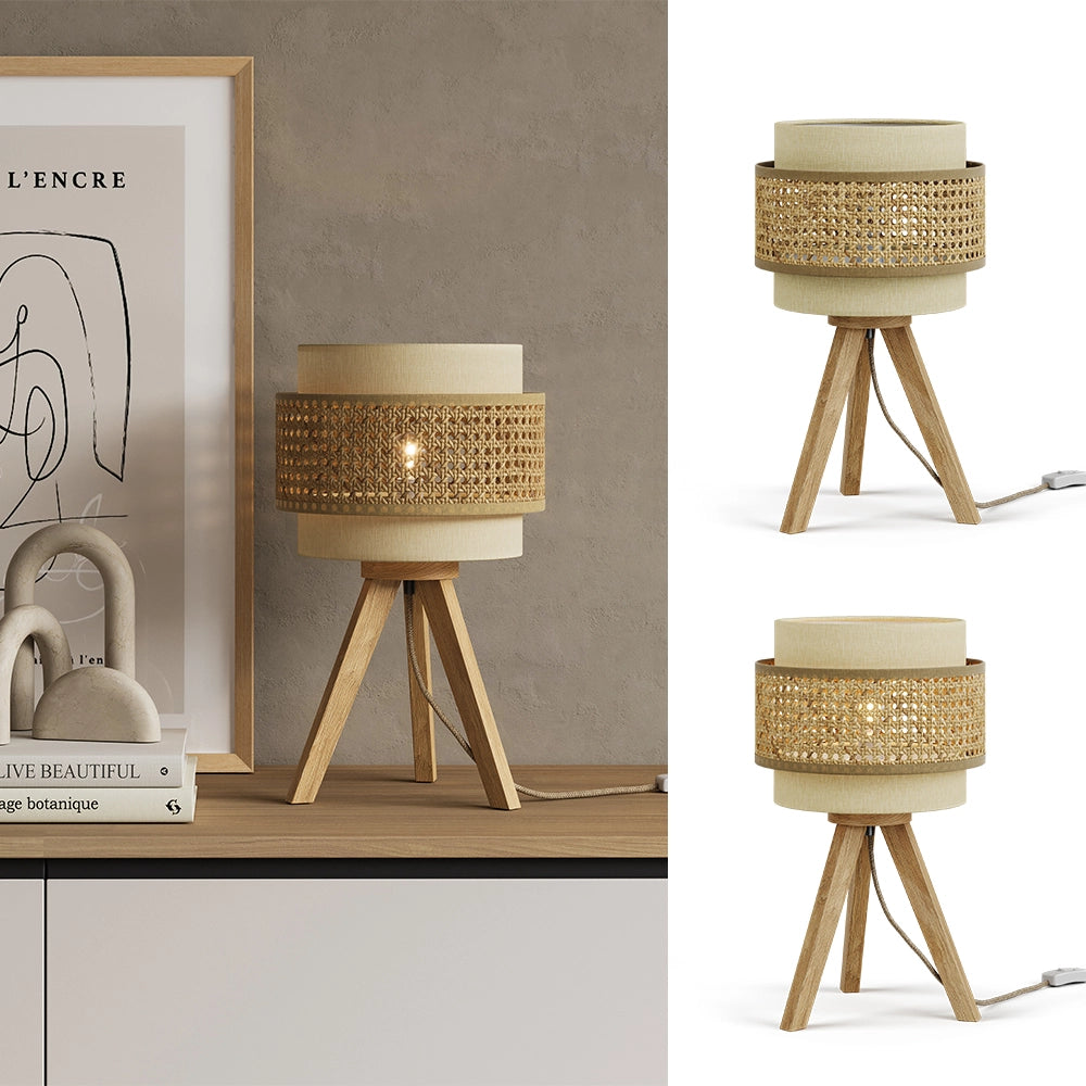 Vicco Lampada da tavolo Rattan/crema 26 x 45 cm con supporto