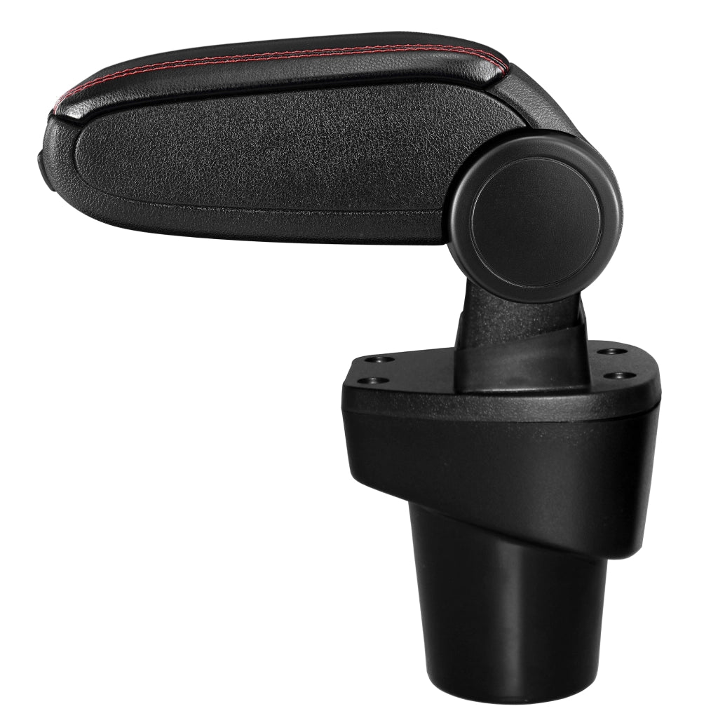 [pro.tec] Bracciolo centrale per Citroën C1 (da 2014-2018) e Peugeot 108 (da 2014-2018) - Rivestimento in similpelle nero con cuciture rosse - con vano portaoggetti
