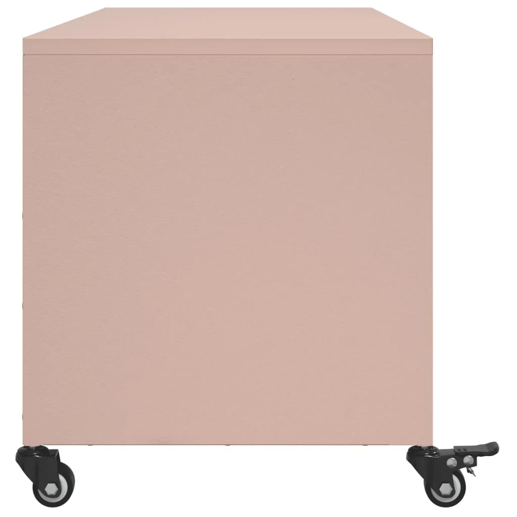 Mobile TV multimediale scaffale TV credenza mobile TV sala da pranzo soggiorno camera da letto rosa 100,5 x 39 x 43,5 cm acciaio rosa 02_0028278