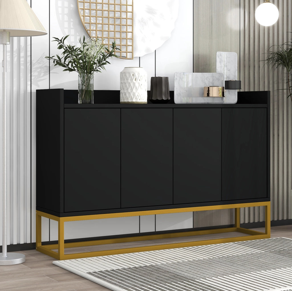 Credenza 120x30x80 cm a 4 ante; con ripiani regolabili e apertura a pressione; MDF e truciolare