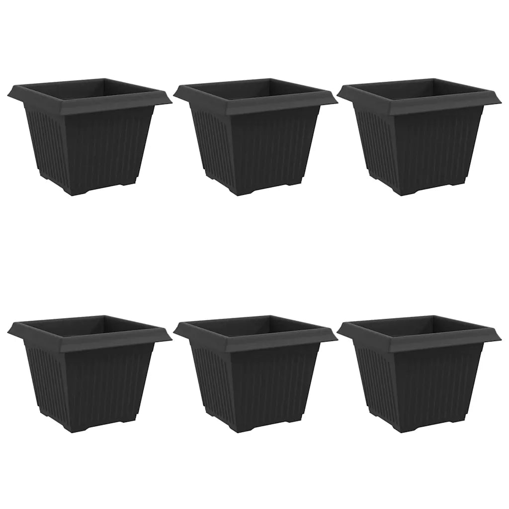 Vaso quadrato per fiori 6 pcs Nero 28,5 x 28,5 x 22 cm Plastica 42020337