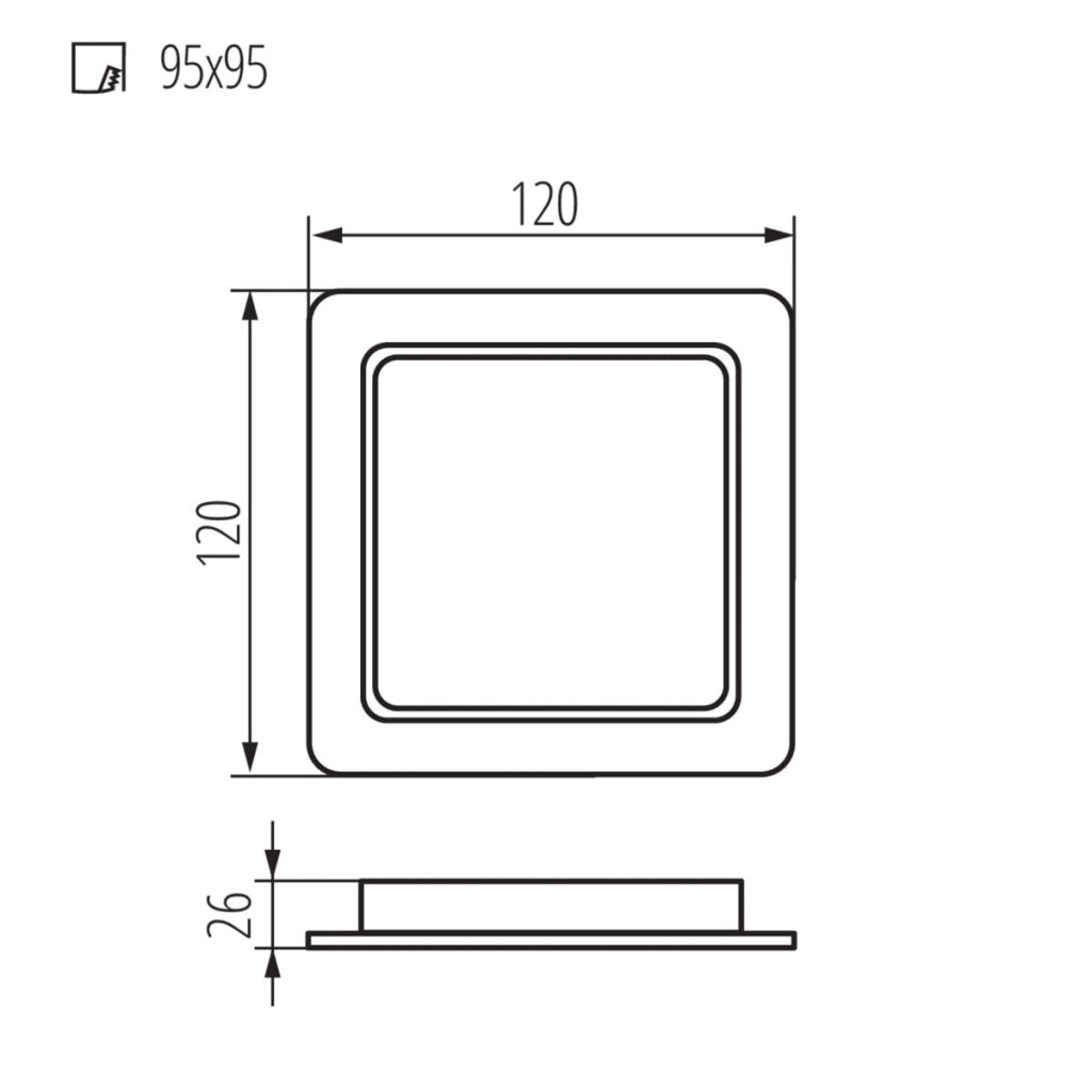 Faretto plafoniera quadrata TAVO LED 9W 4000K IP44 Kanlux