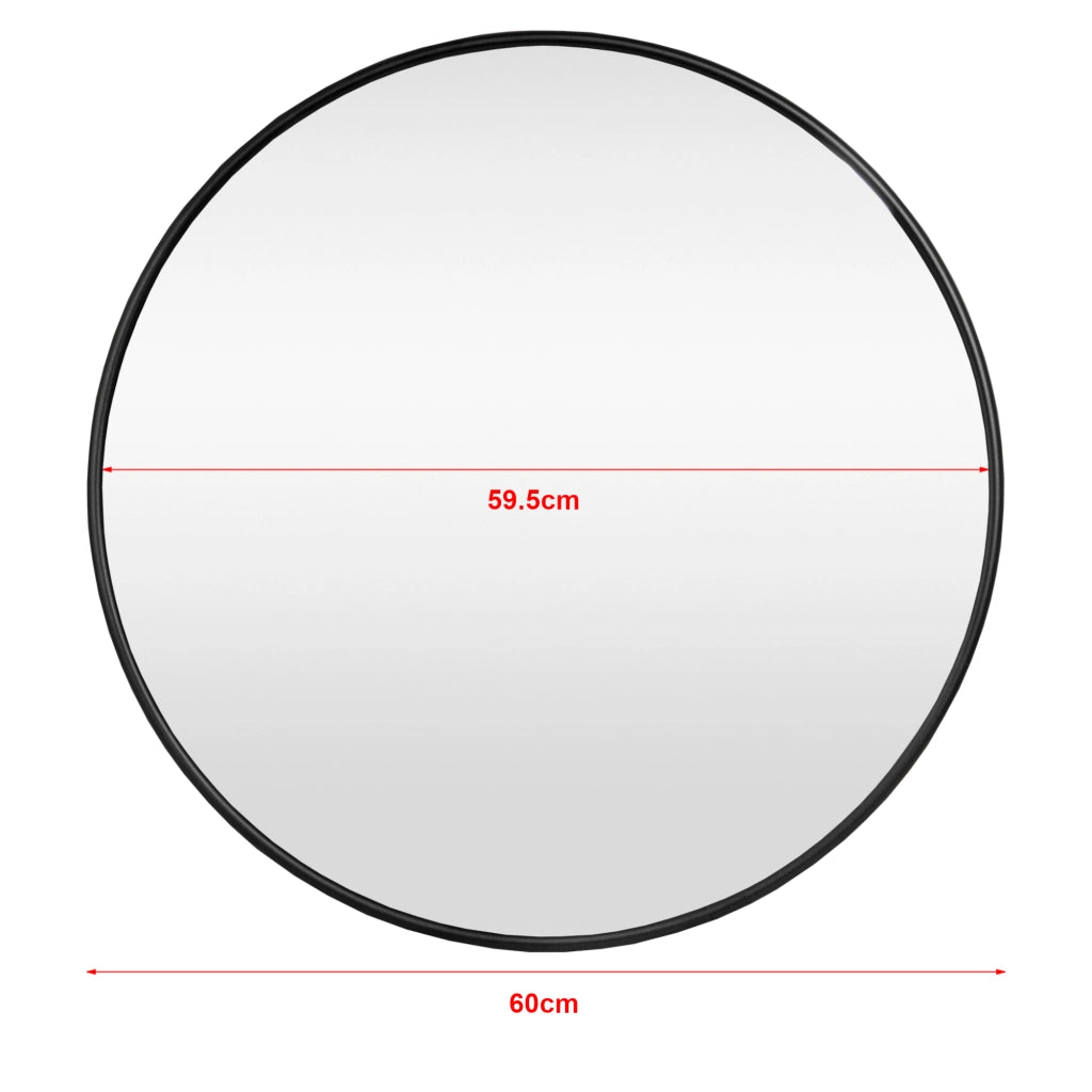 Specchio da Parete Ordona Rotondo Ø 60 cm Nero [en.casa]