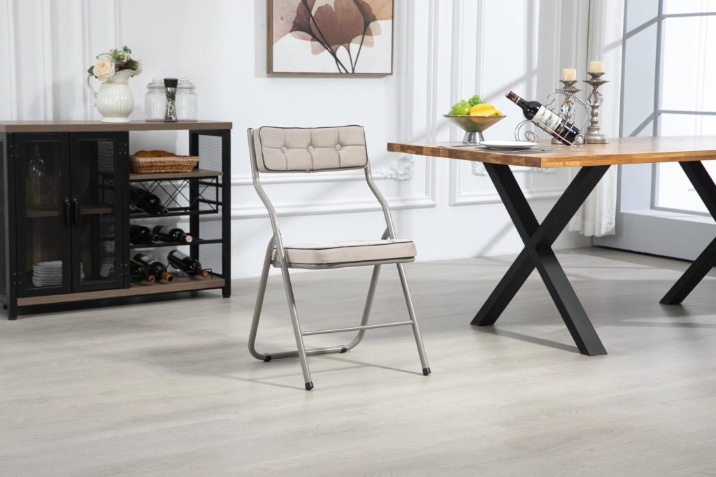 Set di 2 sedie pieghevoli imbottite in velluto kaki