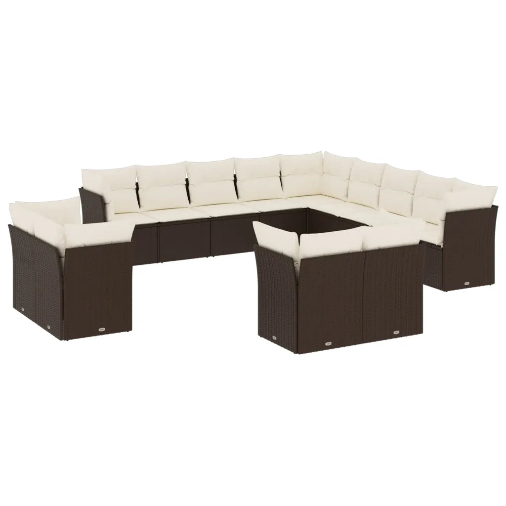 Set Divani da Giardino 13 pz con Cuscini Marrone in Polyrattan cod mxl 89919