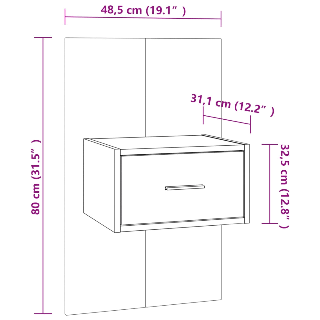 Comodini a Muro 2 pz Grigio Sonoma cod mxl 50123