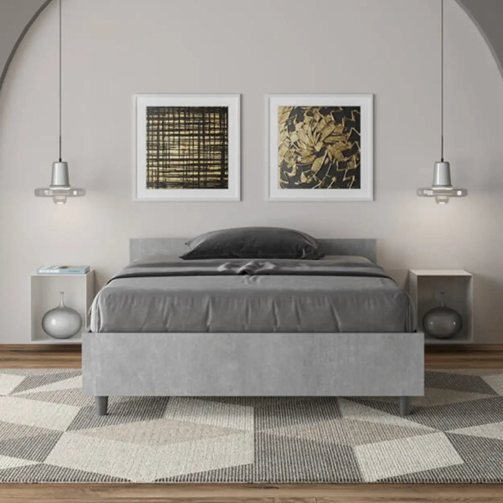 Letto una piazza e mezza con rete 120x190 cemento Nuamo