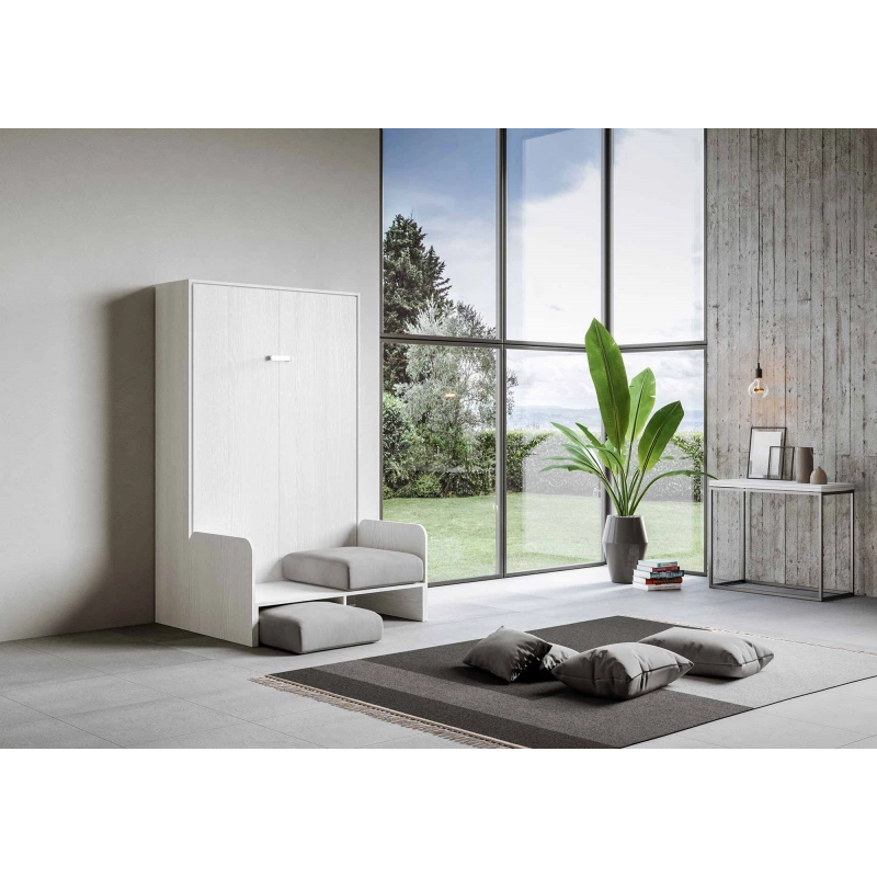 Letto a scomparsa 140 verticale Kentaro Sofà - ALESSIA 20 - Bianco Frassino