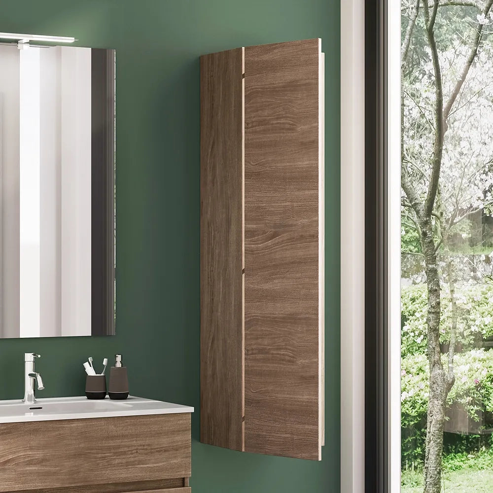 Colonna bagno sospesa altezza 140 cm rovere scuro reversibile | Yili