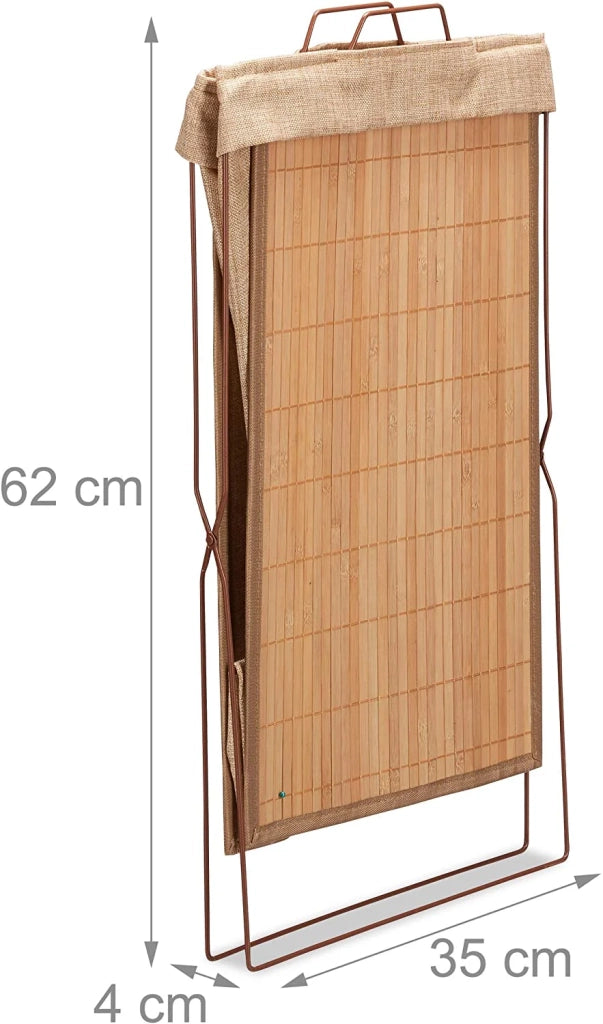 Cesto in bambù da 40 litri sacco per la biancheria pieghevole con manico 61 cm naturale 13_0001911
