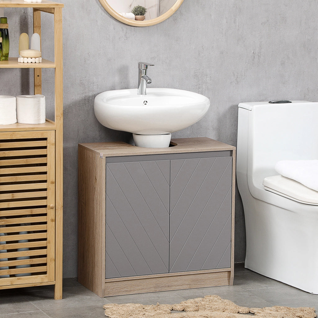 Mobile Bagno Sottolavabo ¨C zephmum ¨C 60x30x59.8 cm Legno Rovere Grigio