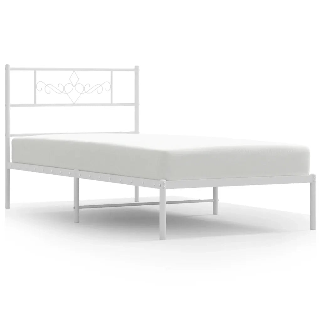 Giroletto con Testiera Metallo Bianco 100x200 cm 355311