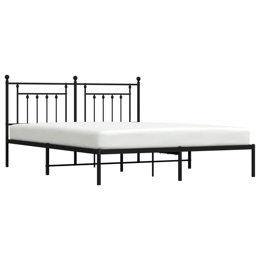 Giroletto con Testiera-Struttura Letto con testiera in Metallo Nero 160x200 cm 142762