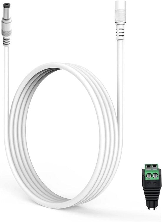 Cavo di estensione 5M DC compatibile con le telecamere di sorveglianza e le strisce LED.