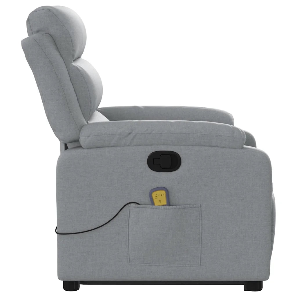 Divano Sedia-Poltrona Alzapersona Massaggi Reclinabile Grigio Chiaro Tessuto 692167