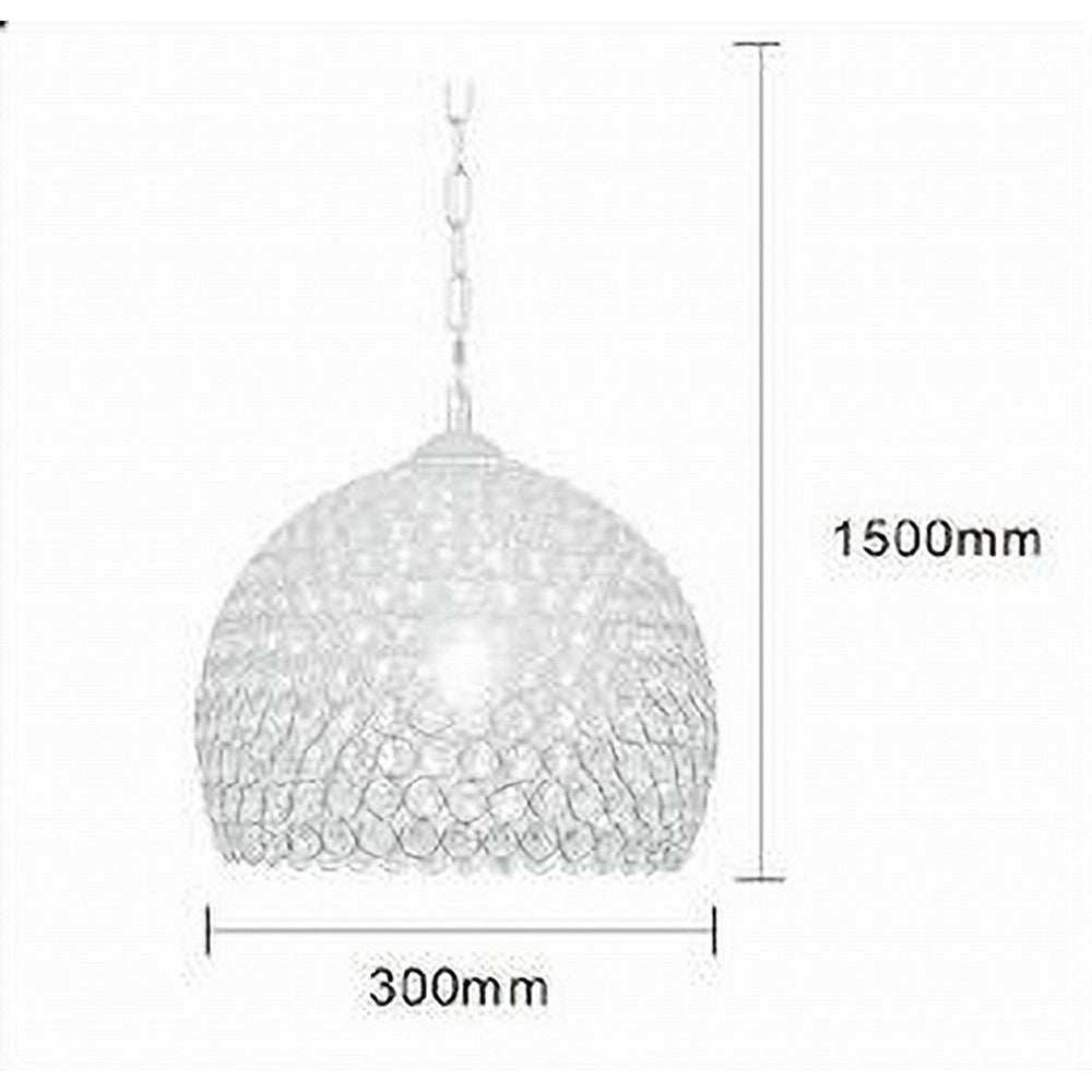 Trade Shop - Lampadario A Sospensione Semi Sfera Argento Cupola Cristalli Incastrati E27 32965 -