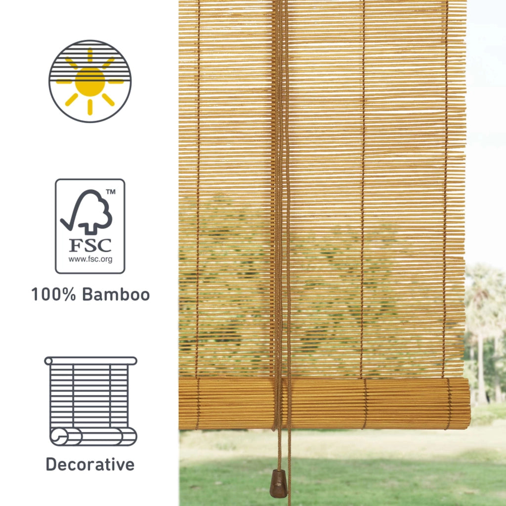 Tenda a rullo oscurante in bamboo naturale Marronechiaro 90x175 cm