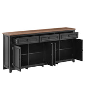 Sideboard nero in MDF 160x35x76 cm con 3 cassetti e 4 ante, design moderno e minimalista