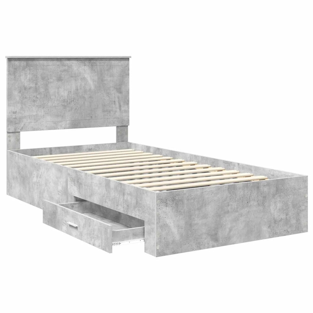 Struttura del letto con testiera-Giroletto con Testiera Grigio cemento 100 x 200 cm 930545