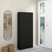 Scarpiera Epidoto, Mobile portascarpe, Armadio da ingresso multiuso, Mobiletto per calzature, 70x24 h162 cm, Nero