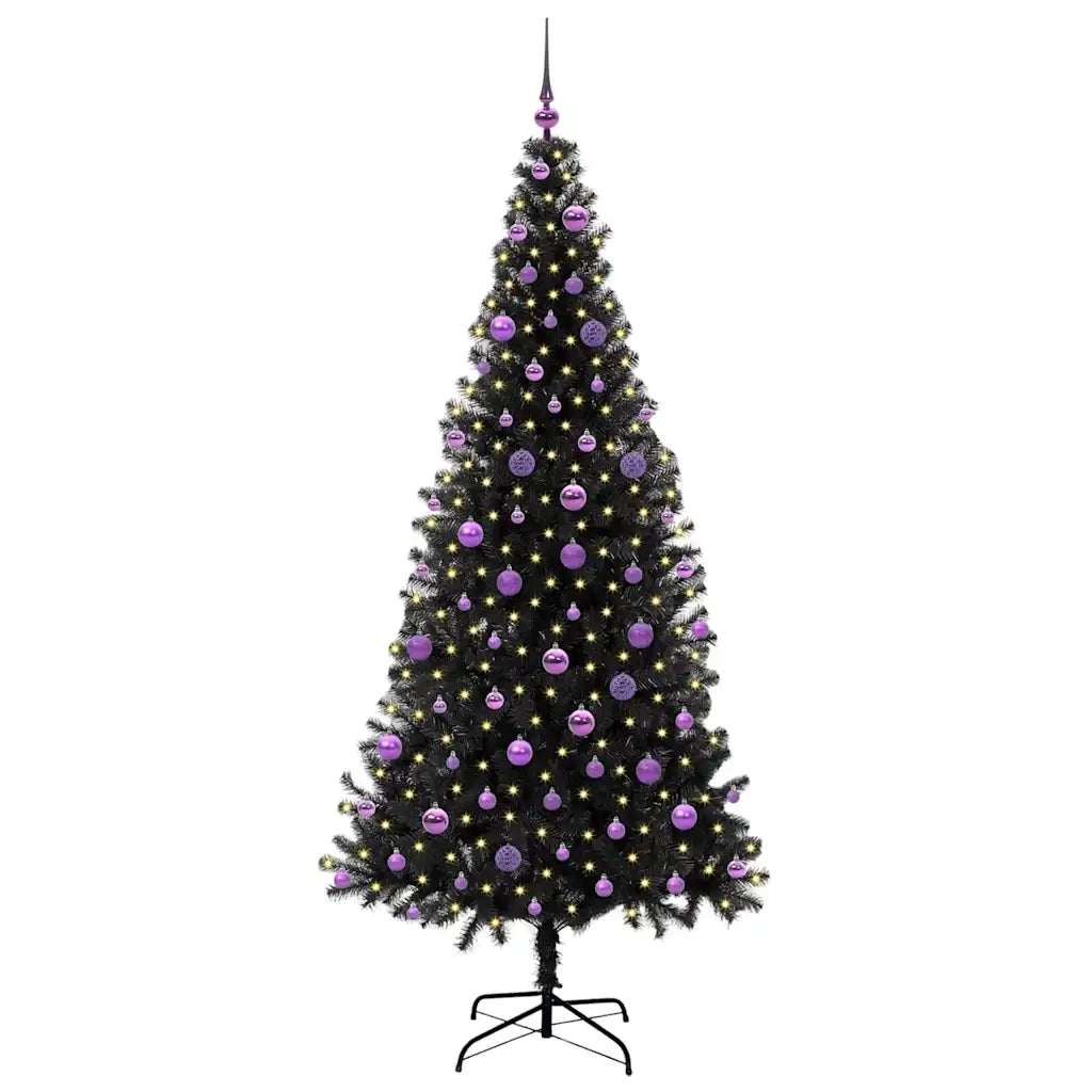 Albero di Natale | Decorazioni natalizie con 300 LED con supporto Nero 210 cm PVC