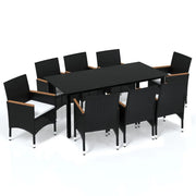 Set da pranzo da giardino in resina intrecciata nera da 9 pezzi e cuscini 02_0014918