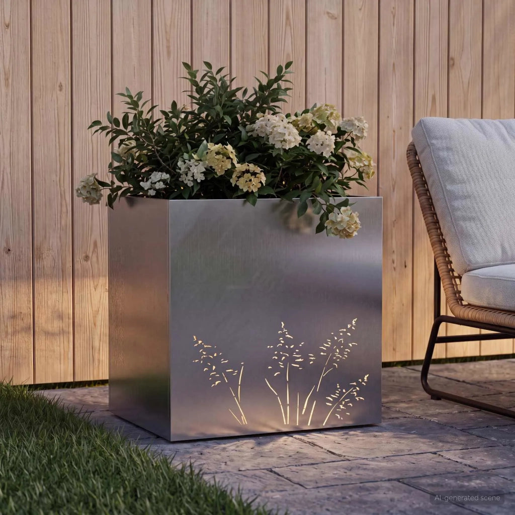 Vaso da giardino Argento 50 x 30 x 49 cm Acciaio Inox 8005814