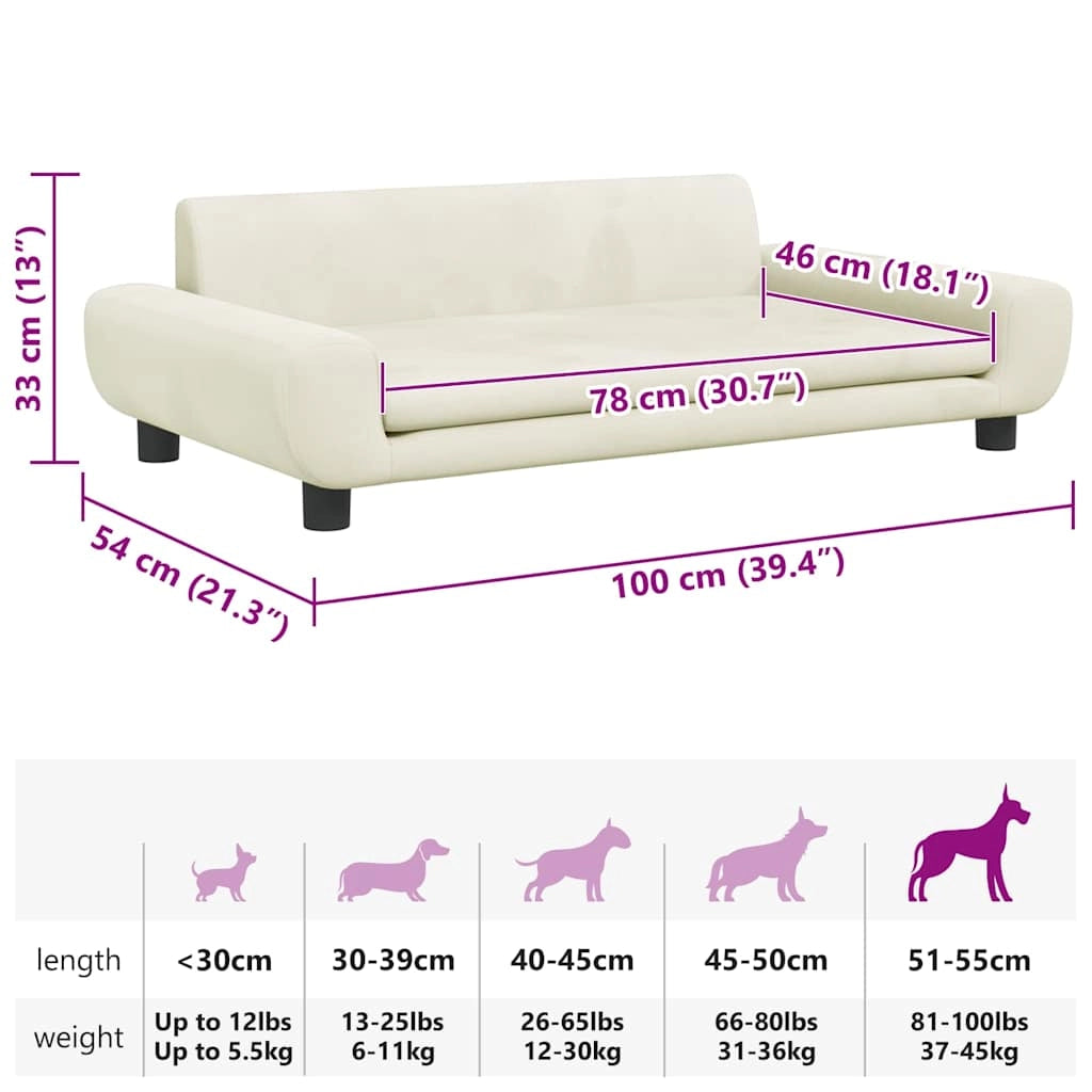 Cuccia per cani a forma di cesto comoda 100 x 54 x 33 cm velluto crema 02_0042607