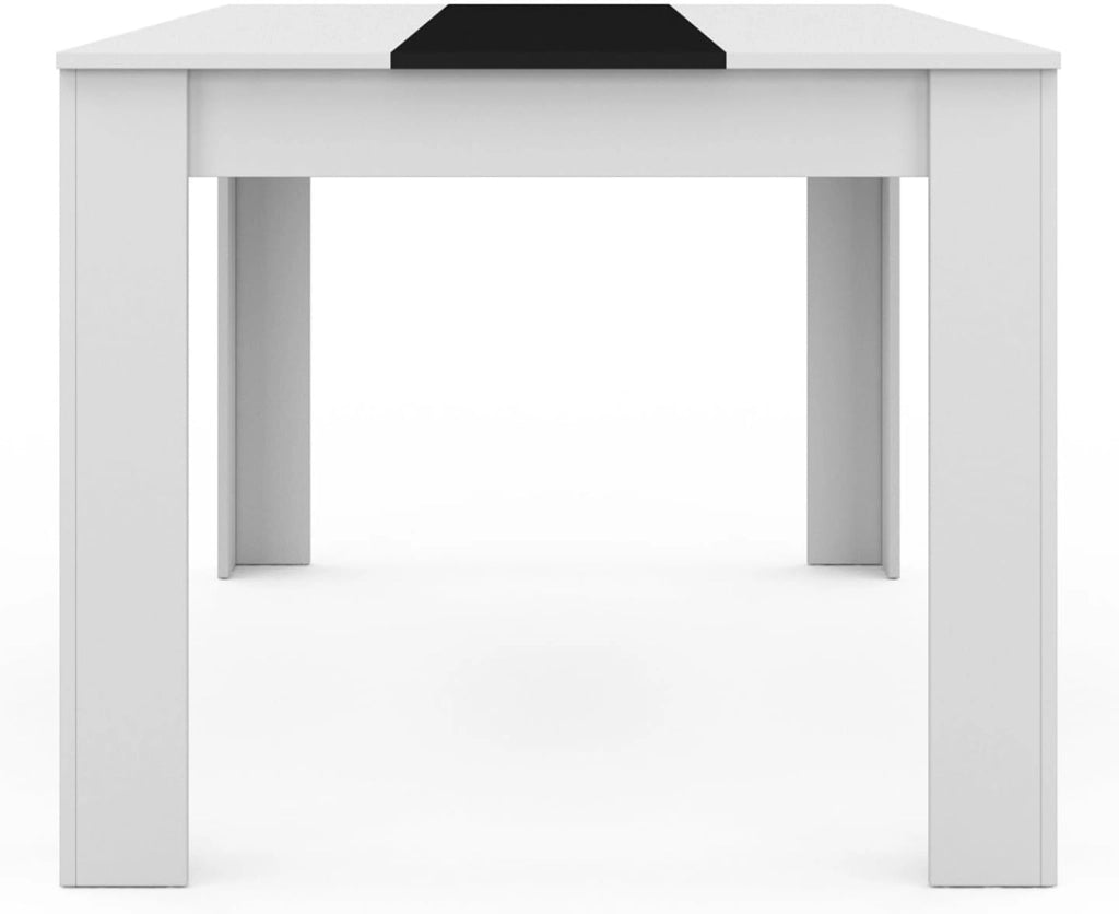 GEORGIA Tavolo da pranzo rettangolare bianco e nero per 6 persone 140 x 80 cm