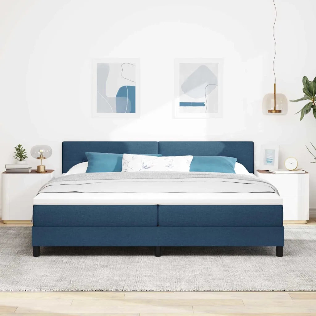 Letto a molle con materasso con led Blu 200 x 200 cm Tessuto