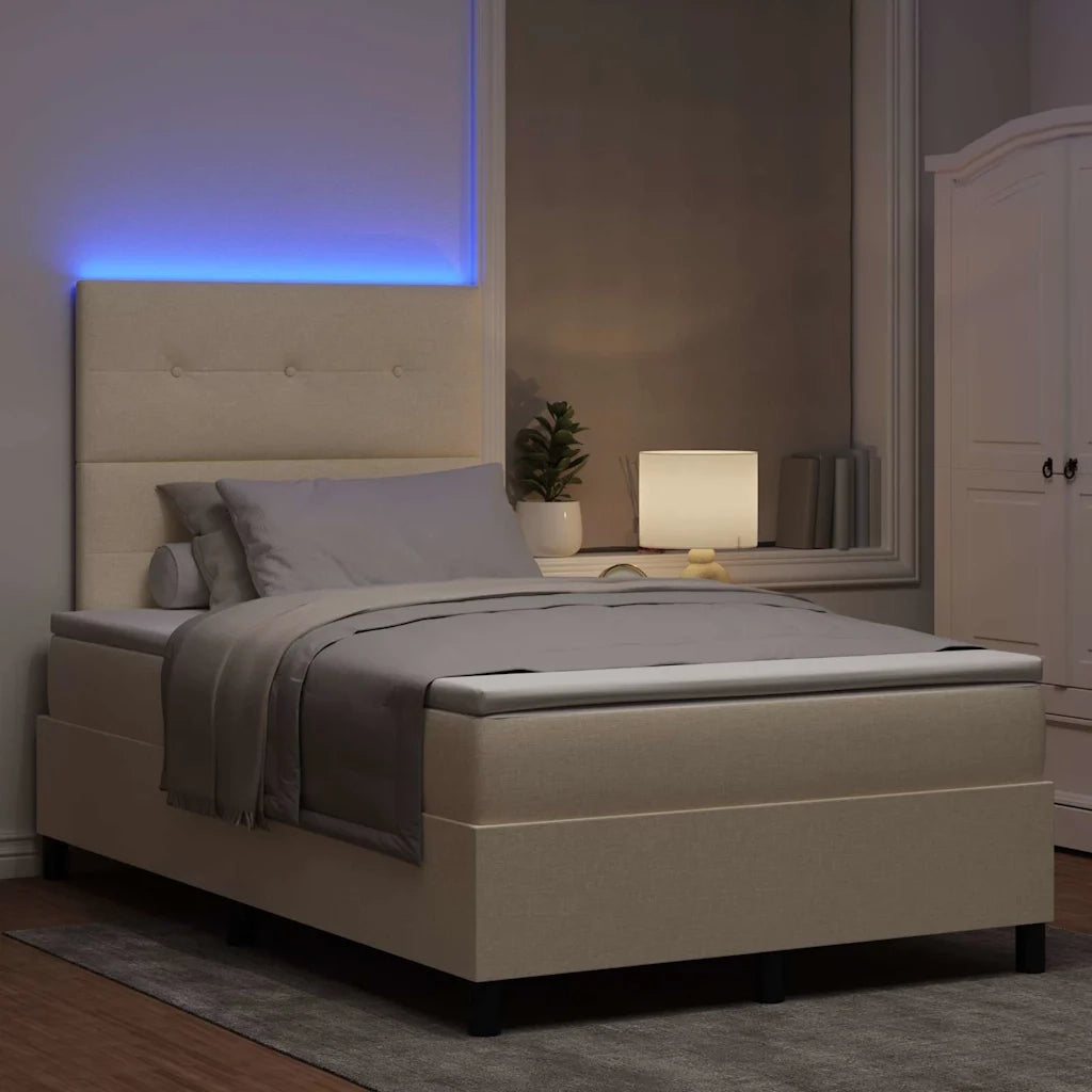 Letto a molle con materasso con led Crema 120 x 190 cm Tessuto