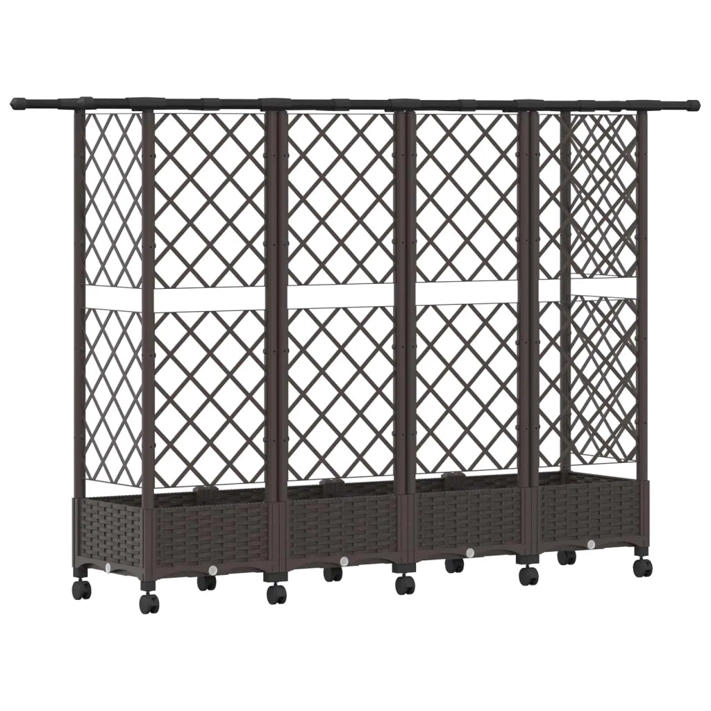 Letto Rialzato con Griglia e Tetto Marrone 202,5 x 40 x 127 cm 3423160