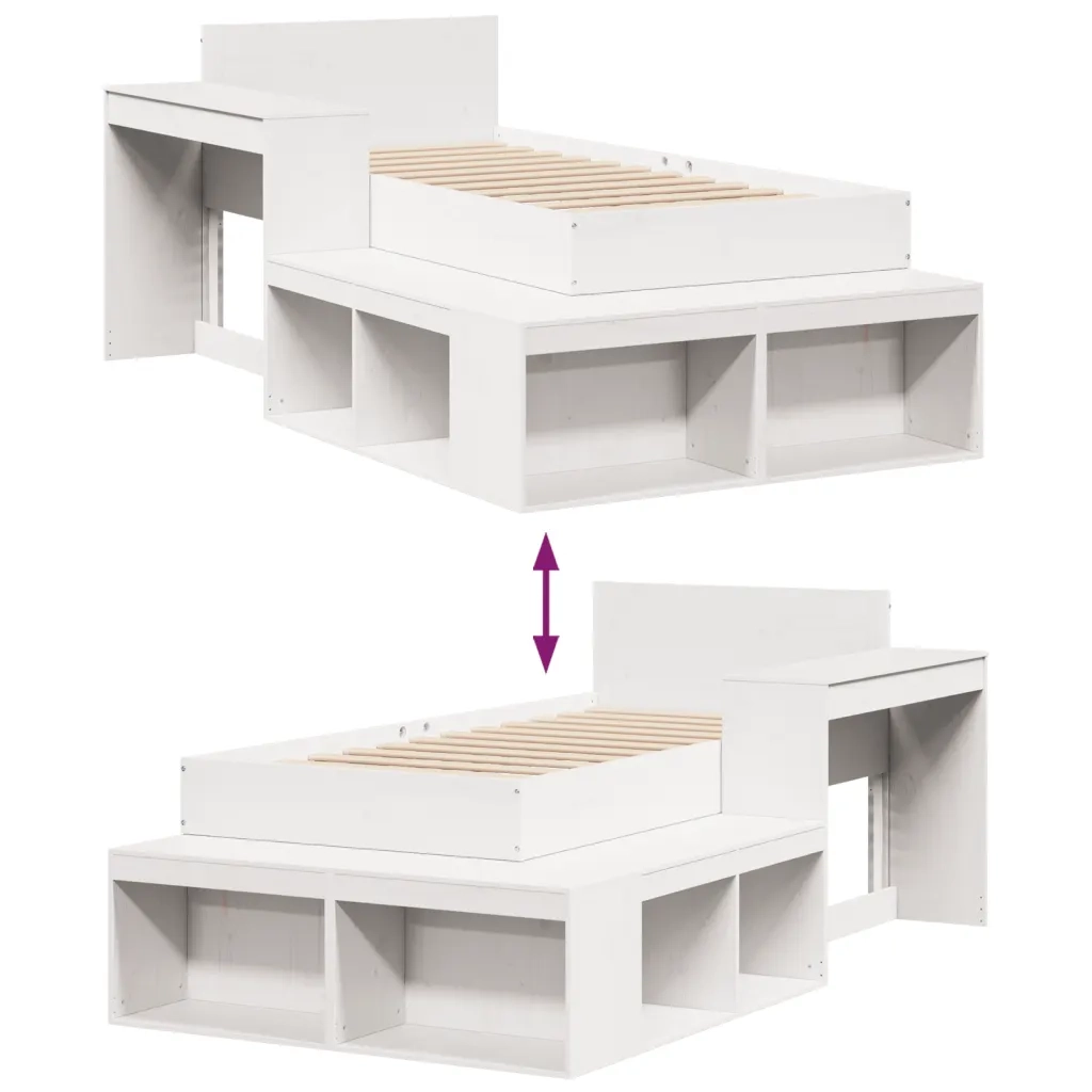 Letto senza Materasso Bianco 75x190 in Legno Massello di Pino 3309753