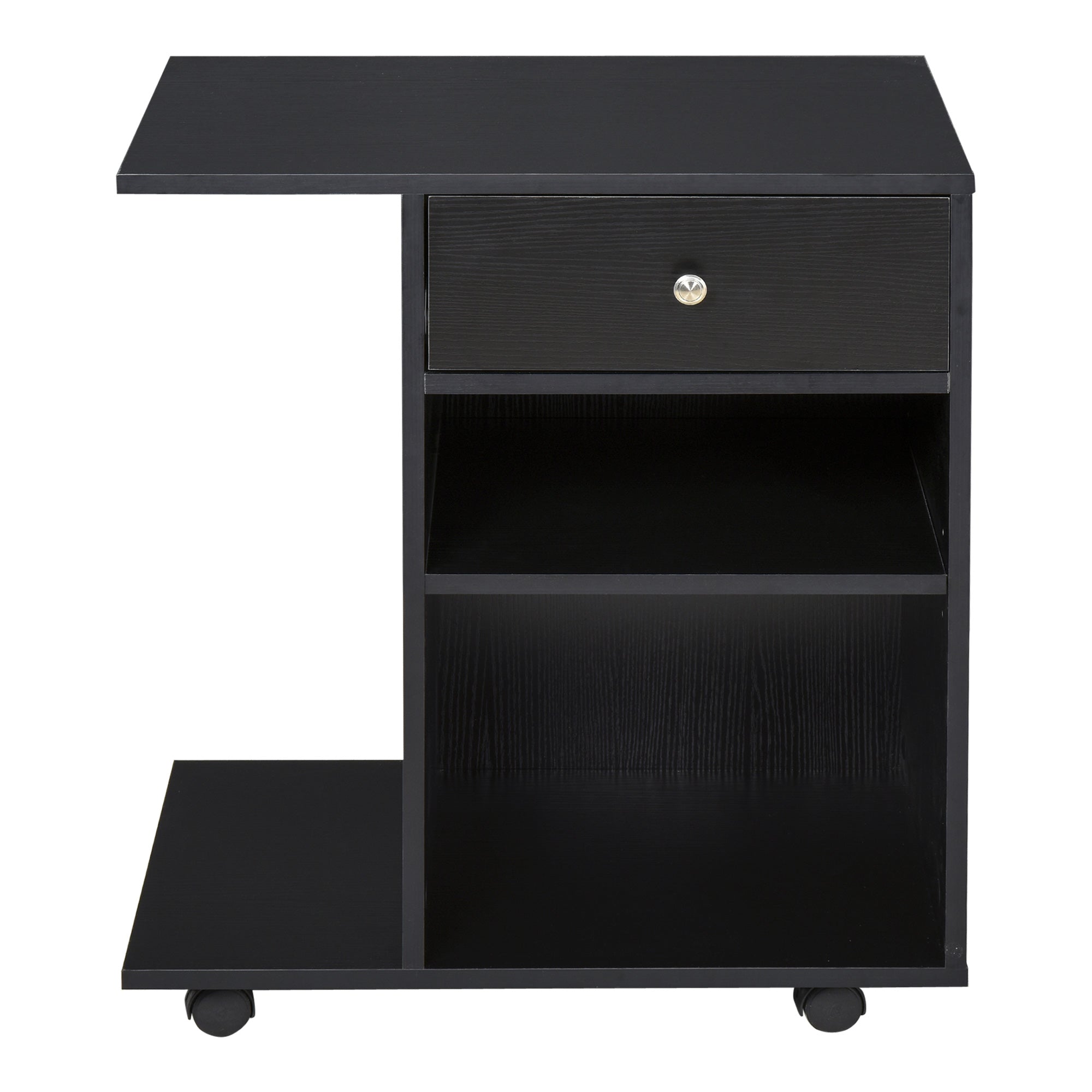 Mobile Porta Stampante 1 Cassetto 2 Ripiani 60x40x68,5 cm in Legno  Nero