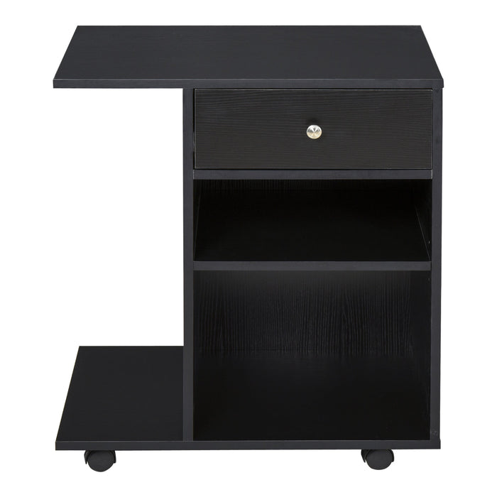 Mobile Porta Stampante 1 Cassetto 2 Ripiani 60x40x68,5 cm in Legno  Nero