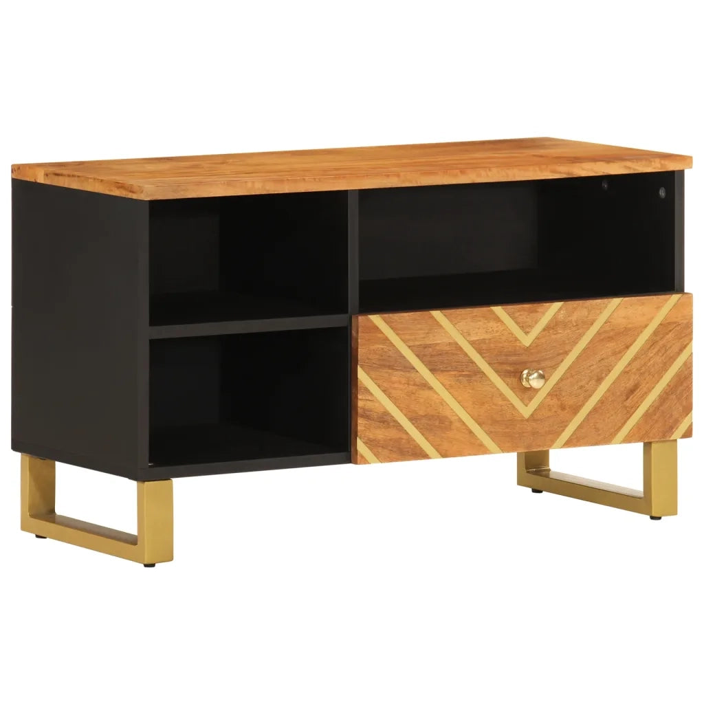 Mobile Porta TV Marrone e Nero 80x33,5x46 cm in Legno di Mangocod mxl 78764